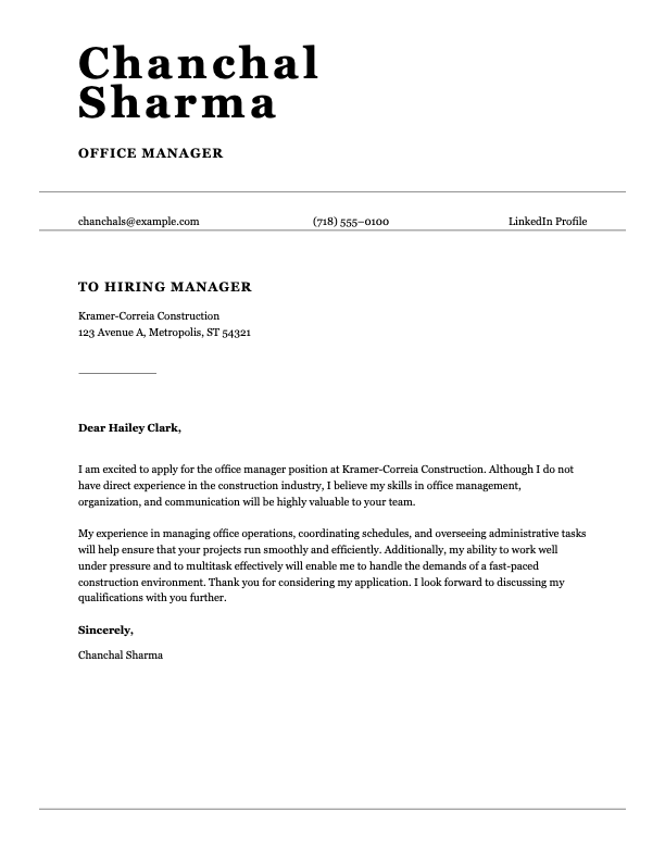 ATS office manager cover letter